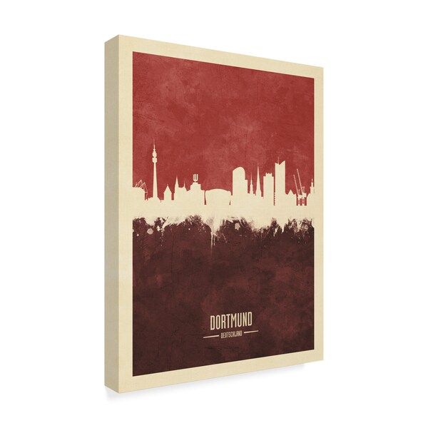 Michael Tompsett 'Dortmund Germany Skyline Red Ii' Canvas Art,35x47